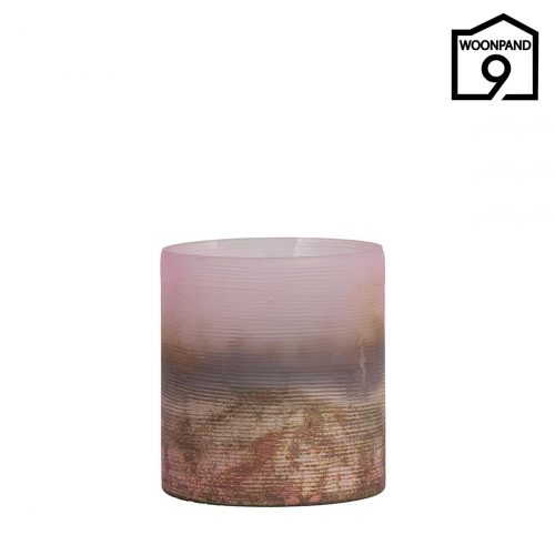 Theelicht mat roze met koper M | Woonpand 9