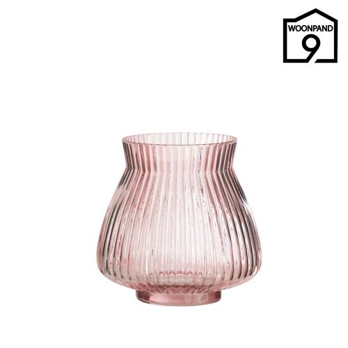 Vaas ribbels glas roze S by J-Line | Woonpand 9