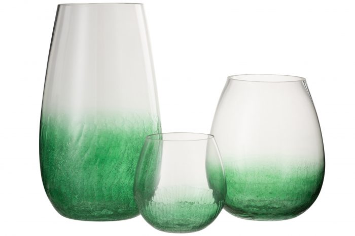 Windlicht Craquelé glas groen by J-Line | Tegels & Wonen