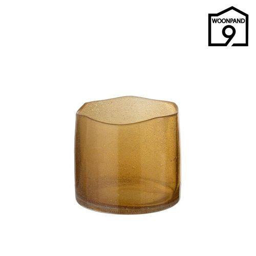 Vaas rond bellen glas oker S by J-Line | Woonpand 9