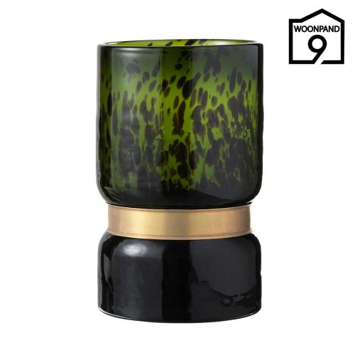 Vaas spikkel groen glas L by J-Line | Woonpand 9