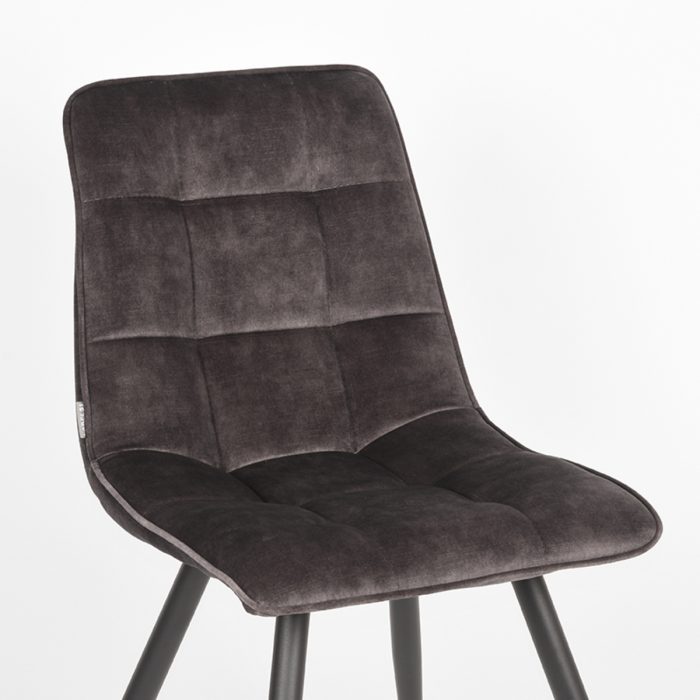 LABEL51 Eetkamerstoelen Jelt - Antraciet - Velours - Afbeelding 4