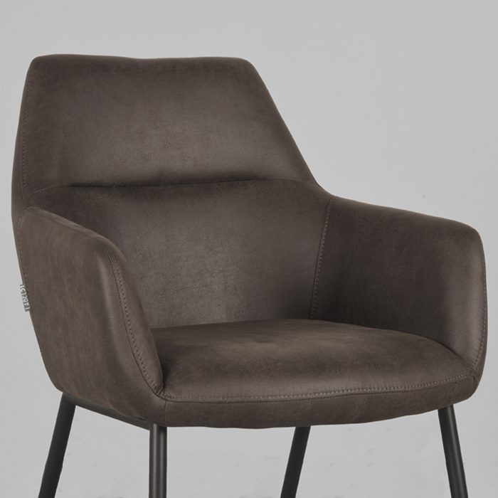 LABEL51 Eetkamerstoelen Lenny - Antraciet - Microfiber - Afbeelding 4