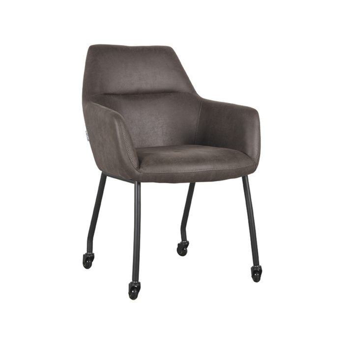 LABEL51 Eetkamerstoelen Lenny - Antraciet - Microfiber