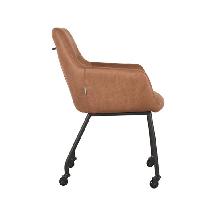 LABEL51 Eetkamerstoelen Lenny - Cognac - Microfiber - Afbeelding 2