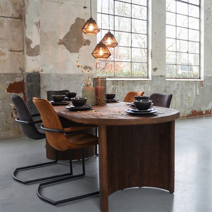 LABEL51 Eetkamertafels Vito - Espresso - Mangohout - 240x100 cm - Afbeelding 4