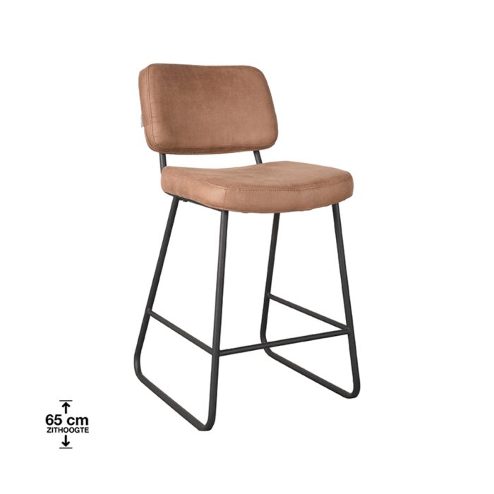 LABEL51 Barkrukken Noah - Cognac - Microfiber - Zithoogte 65