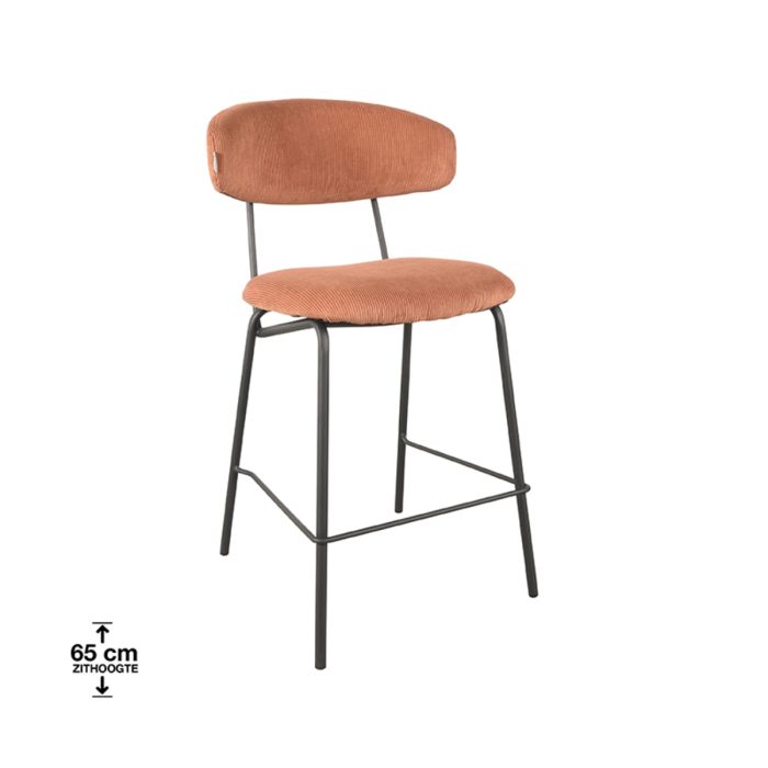 LABEL51 Barkrukken Zack - Rust - Ribcord - Zithoogte 65