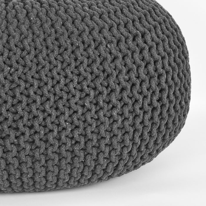 LABEL51 Poef Knitted - Antraciet - Katoen - L - Afbeelding 2
