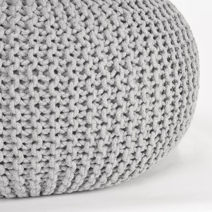 LABEL51 Poef Knitted - Lichtgrijs - Katoen - L - Afbeelding 2