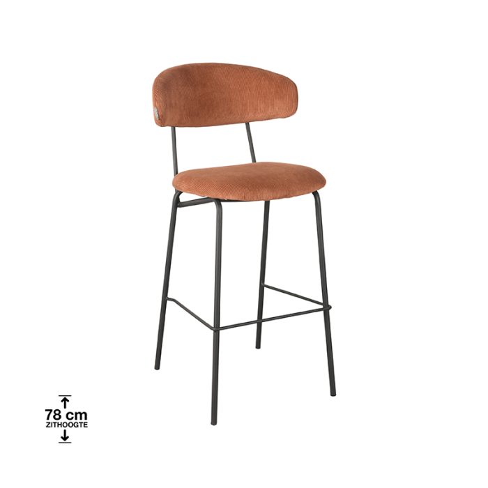 LABEL51 Barkrukken Zack - Rust - Ribcord - Zithoogte 78