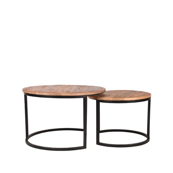LABEL51 Salontafels Set Double - Rough - Mangohout - 70 cm