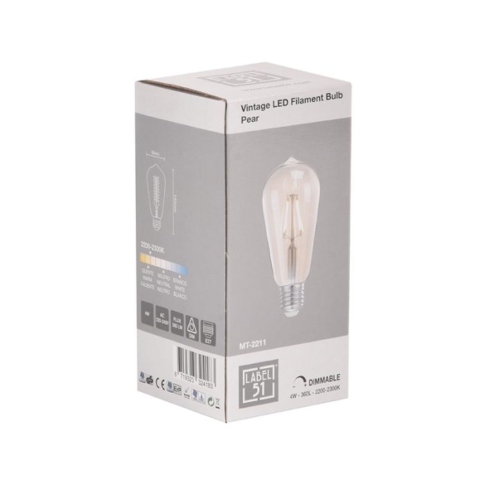 LABEL51 Lichtbronnen Kooldraadlamp - Helder glas - Glas - Peer - Afbeelding 2