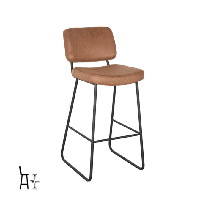 LABEL51 Barkrukken Noah - Cognac - Microfiber - Zithoogte 78
