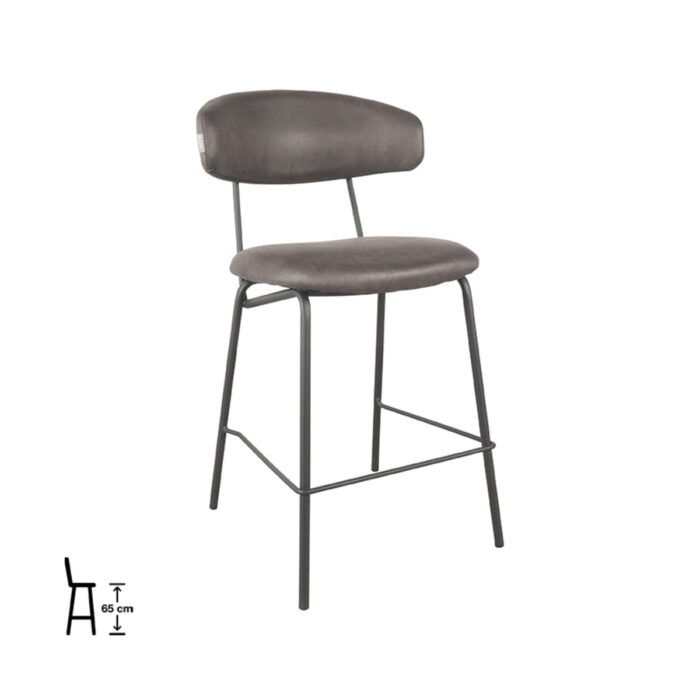 LABEL51 Barkrukken Zack - Antraciet - Microfiber - Zithoogte 65