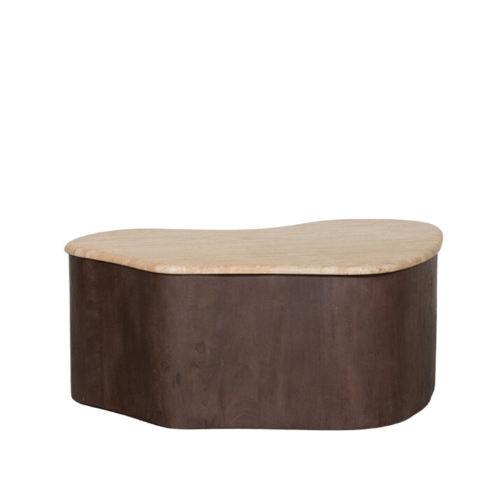 LABEL51 Salontafels Davi - Espresso - Travertin - 80 cm - Afbeelding 2