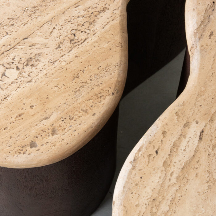 LABEL51 Salontafels Davi - Espresso - Travertin - 80 cm - Afbeelding 3