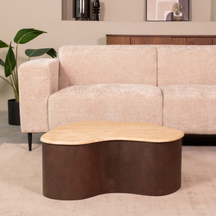 LABEL51 Salontafels Davi - Espresso - Travertin - 80 cm